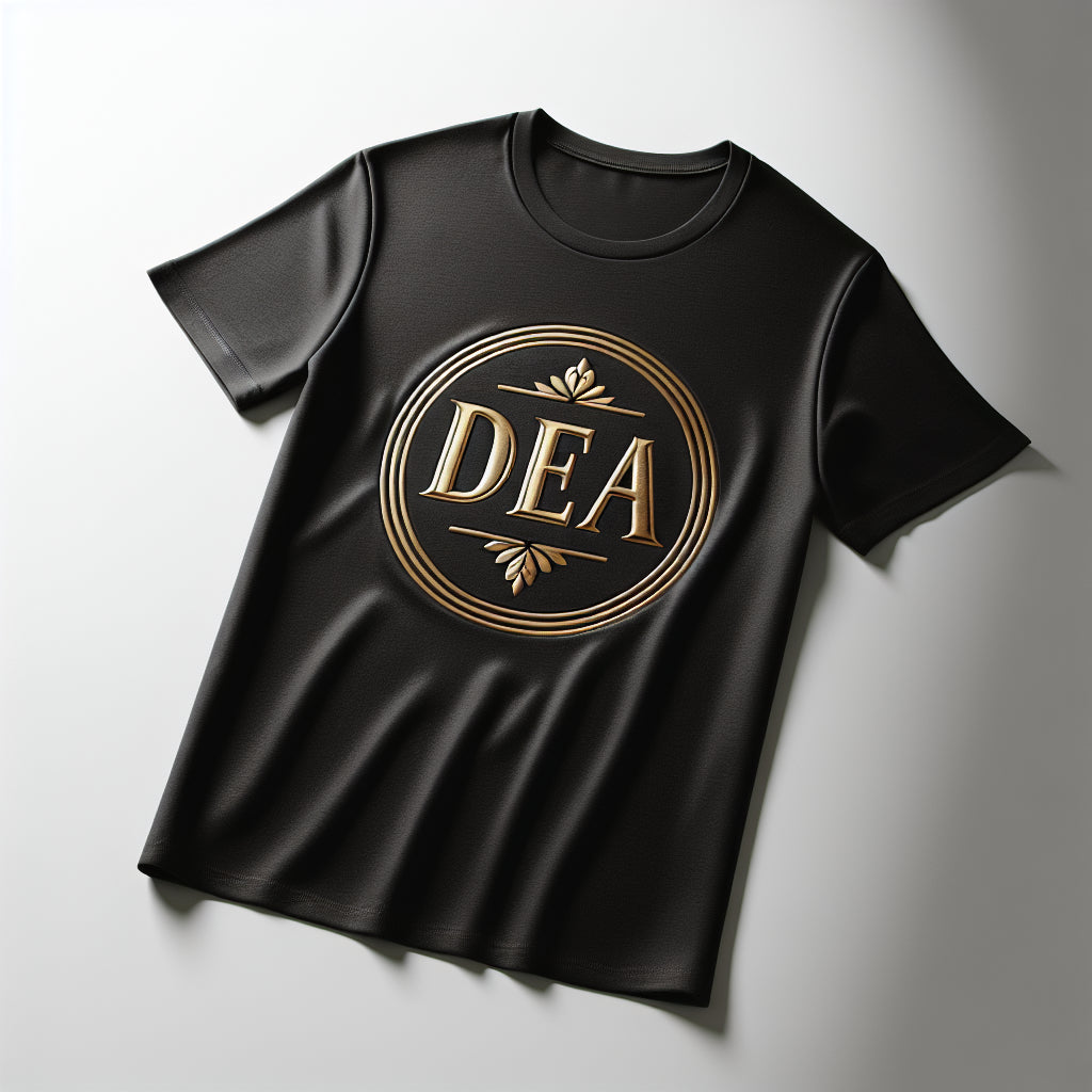 DEA Gold Monogram — Black Ceramic Mug — DEA Entertainment